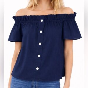 INC linen blue off the shoulder top
